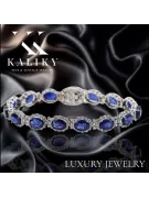 Bratara tenis din aur alb de 14k cu diamante si safit tbd001w