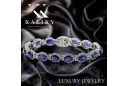 Bratara tenis din aur alb de 14k cu diamante si safit tbd001w