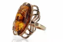 Russischer Rosé-Sowjet-Ring aus der UdSSR, rot, 585 583 Gold, Bernstein, vrab008