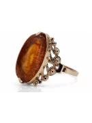 Russischer Rosé-Sowjet-Ring aus der UdSSR, rot, 585 583 Gold, Bernstein, vrab004