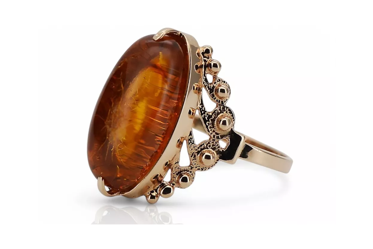 Rusia rosa soviética rosa URSS rojo 585 583 anillo de ámbar oro vrab004 Rusia rosa soviética rosa URSS rojo 585 583 anillo de ámbar oro vrab004