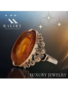 Rose russe rose soviétique rouge 585 583 or amber ring vrab004