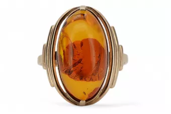 Russian rose Soviet pink USSR red 585 583 gold amber ring vrab004