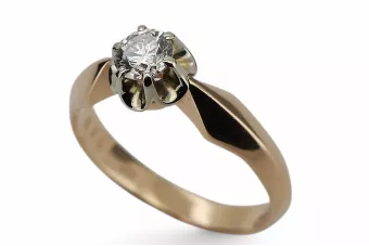 Vintažinis stilius Žiedas Cyrkonia Originalus 14k rožinio aukso vintage vrc321