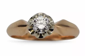 Anillo Circón Oro rosa antiguo original de 14k Estilo vintage vrc321