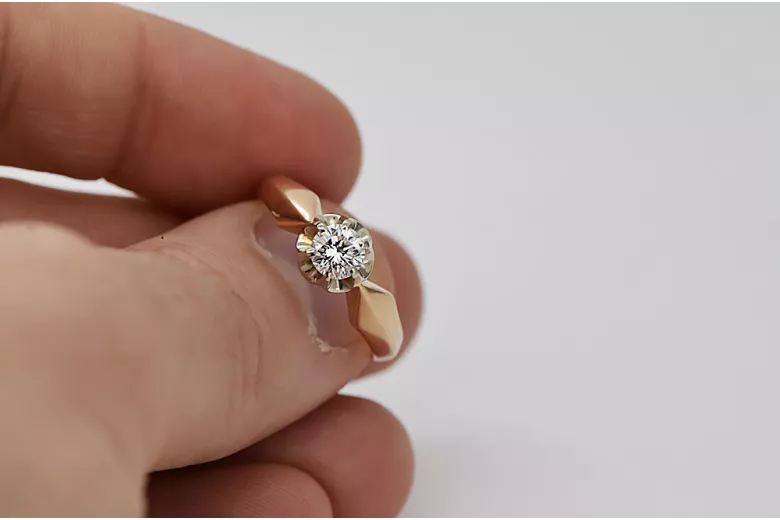 Винтидж Пръстен Циркон Оригинално ретро 14k розово злато vrc321