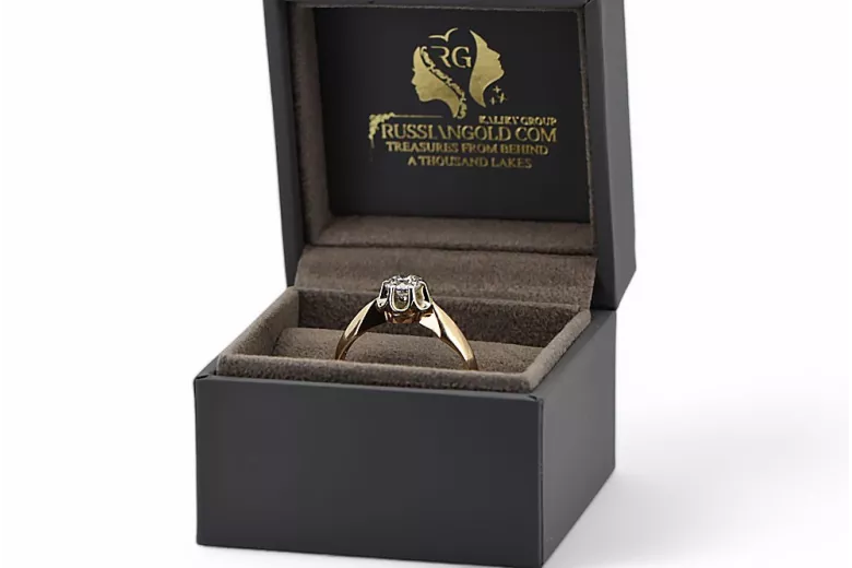Anillo Circón Oro rosa antiguo original de 14k Estilo vintage vrc321