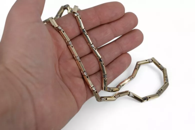 Italian yellow 14k gold 585 Hammer chain cc047yw