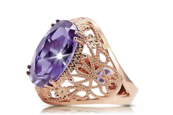 Oro rosa antiguo original de 14k Alejandrita Anillo Artesanía vintage vrc074r