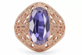 Oryginalny wyrób Vintage 14k z różowego złota Aleksandryt Pierścionek Vintage Biżuteria vrc074r