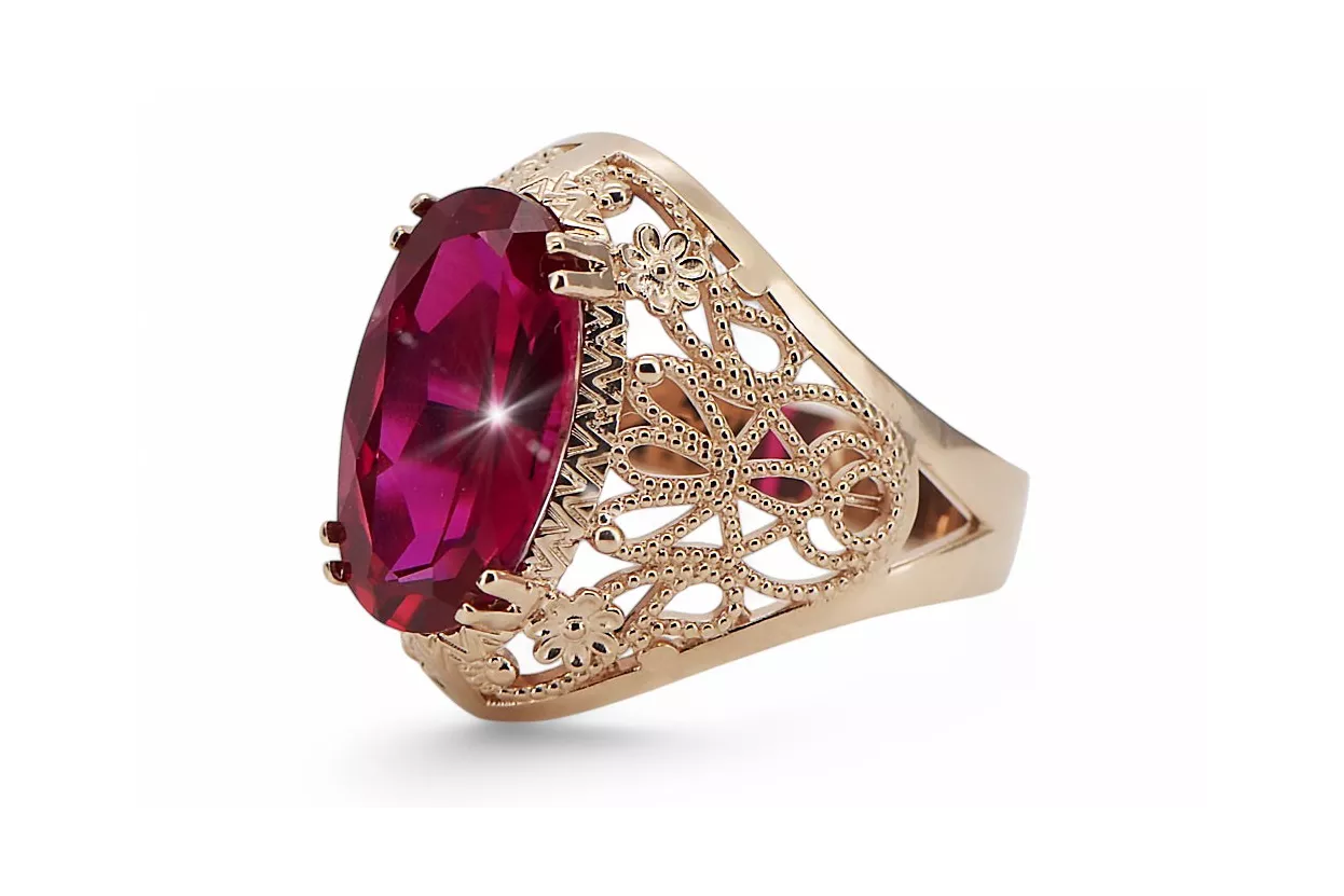 Rubinrot Originales Vintage-Roségold aus 14 Karat Ring Vintage vrc074r Rubinrot Originales Vintage-Roségold aus 14 Karat Ring Vintage vrc074r