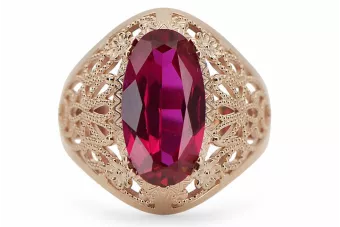 Rubí Oro rosa antiguo original de 14k Anillo Estilo vintage vrc074r