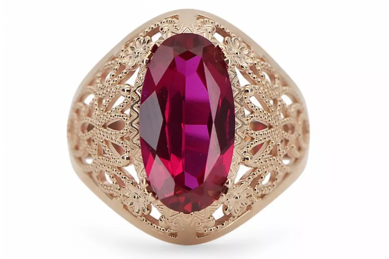 Rubinrot Originales Vintage-Roségold aus 14 Karat Ring Vintage vrc074r