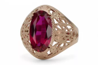 Rubí Oro rosa antiguo original de 14k Anillo Estilo vintage vrc074r