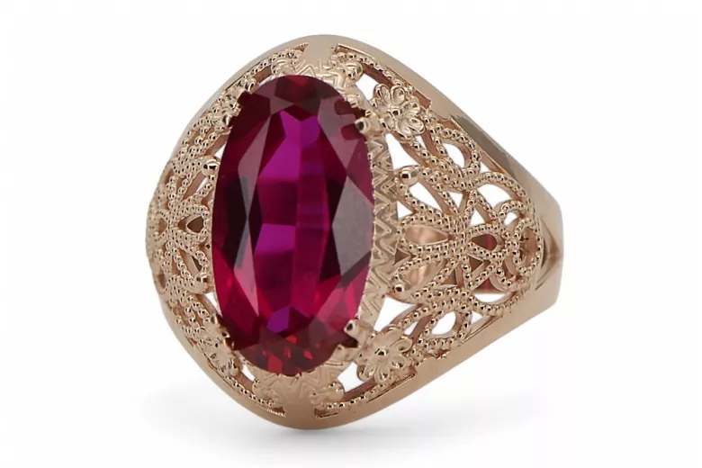 Rubinrot Originales Vintage-Roségold aus 14 Karat Ring Vintage vrc074r