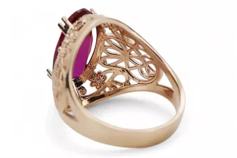 Originalus 14k rožinio aukso vintage Rubinas Žiedas Vintažiniai papuošalai vrc074r