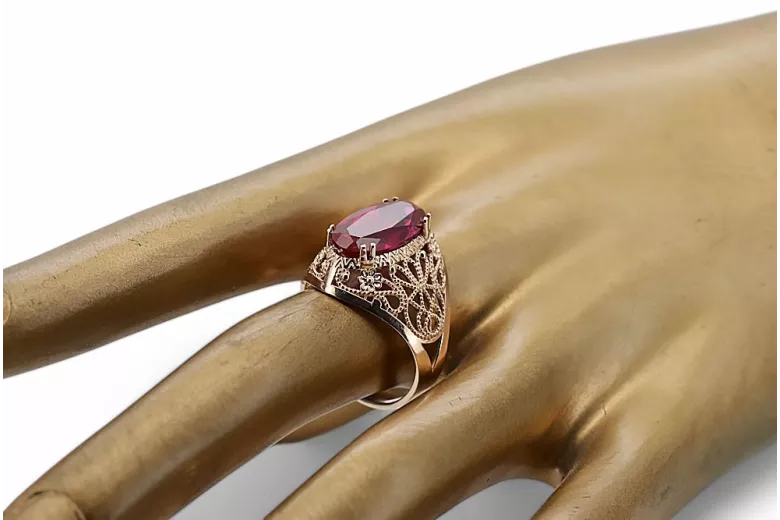 Rubinrot Originales Vintage-Roségold aus 14 Karat Ring Vintage vrc074r
