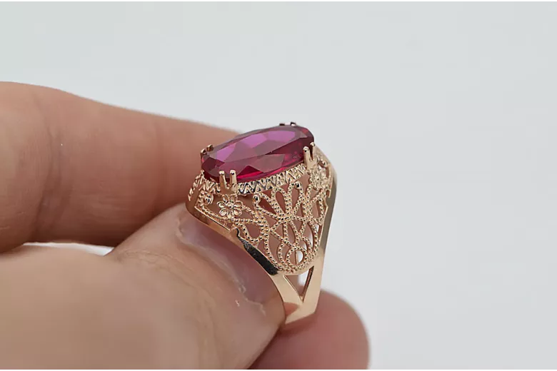 Rubinrot Originales Vintage-Roségold aus 14 Karat Ring Vintage vrc074r
