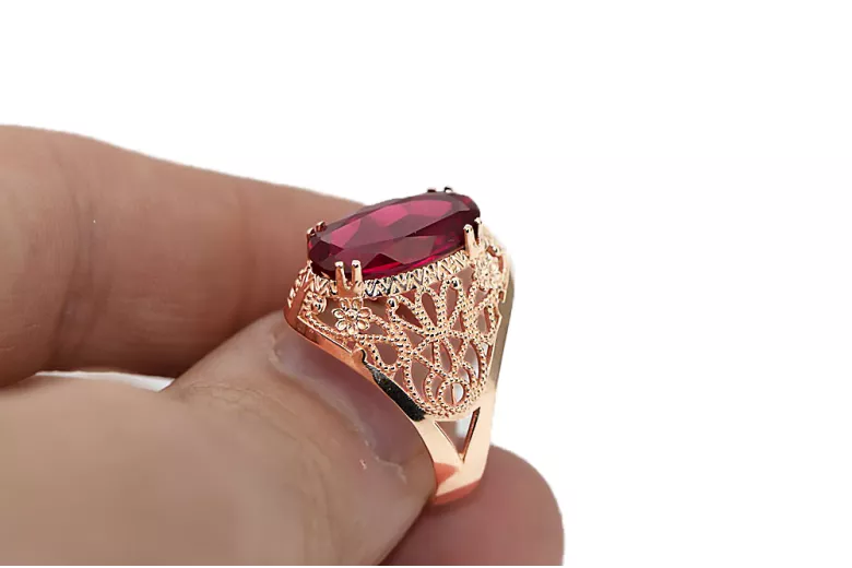 Rubinrot Originales Vintage-Roségold aus 14 Karat Ring Vintage vrc074r