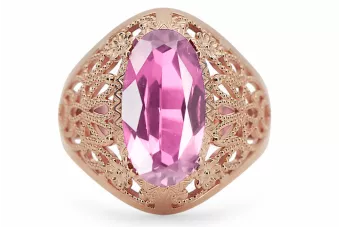 Artesanía vintage Anillo Amatista Oro rosa antiguo original de 14k vrc074r