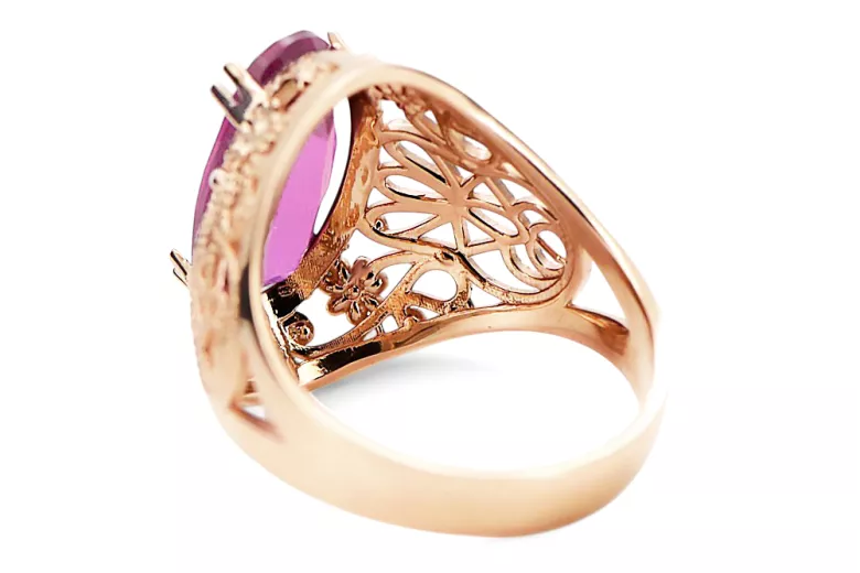 Žiedas Vintažiniai amatai Ametistas Originalus 14k rožinio aukso vintage vrc074r