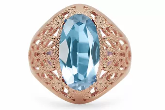 Aquamarine Ring originální vinobraní 14k produkt s růžovými zlato vinobraní šperky Vrc074r