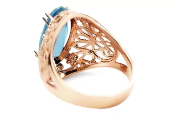 Aquamarine Ring originální vinobraní 14k produkt s růžovými zlato vinobraní šperky Vrc074r