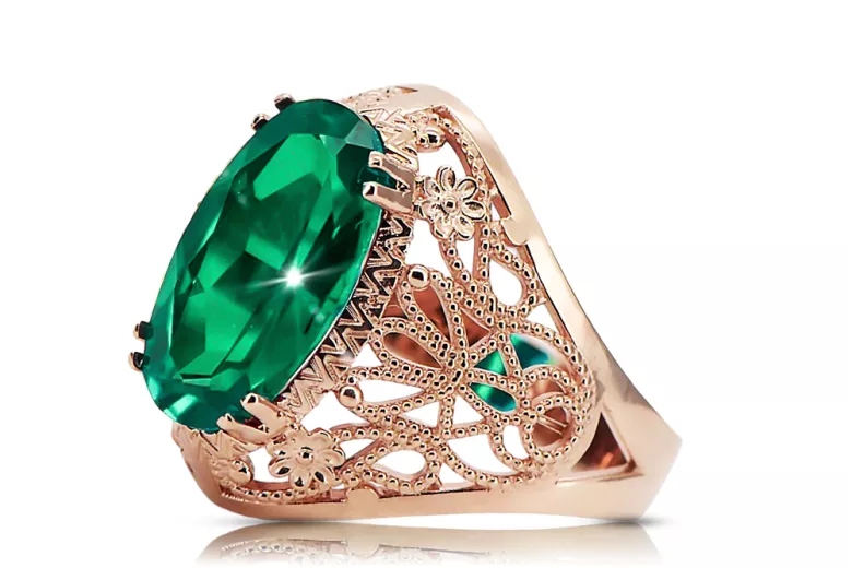 Ring Smaragd Originales Vintage-Roségold aus 14 Karat Vintage Stil vrc074r