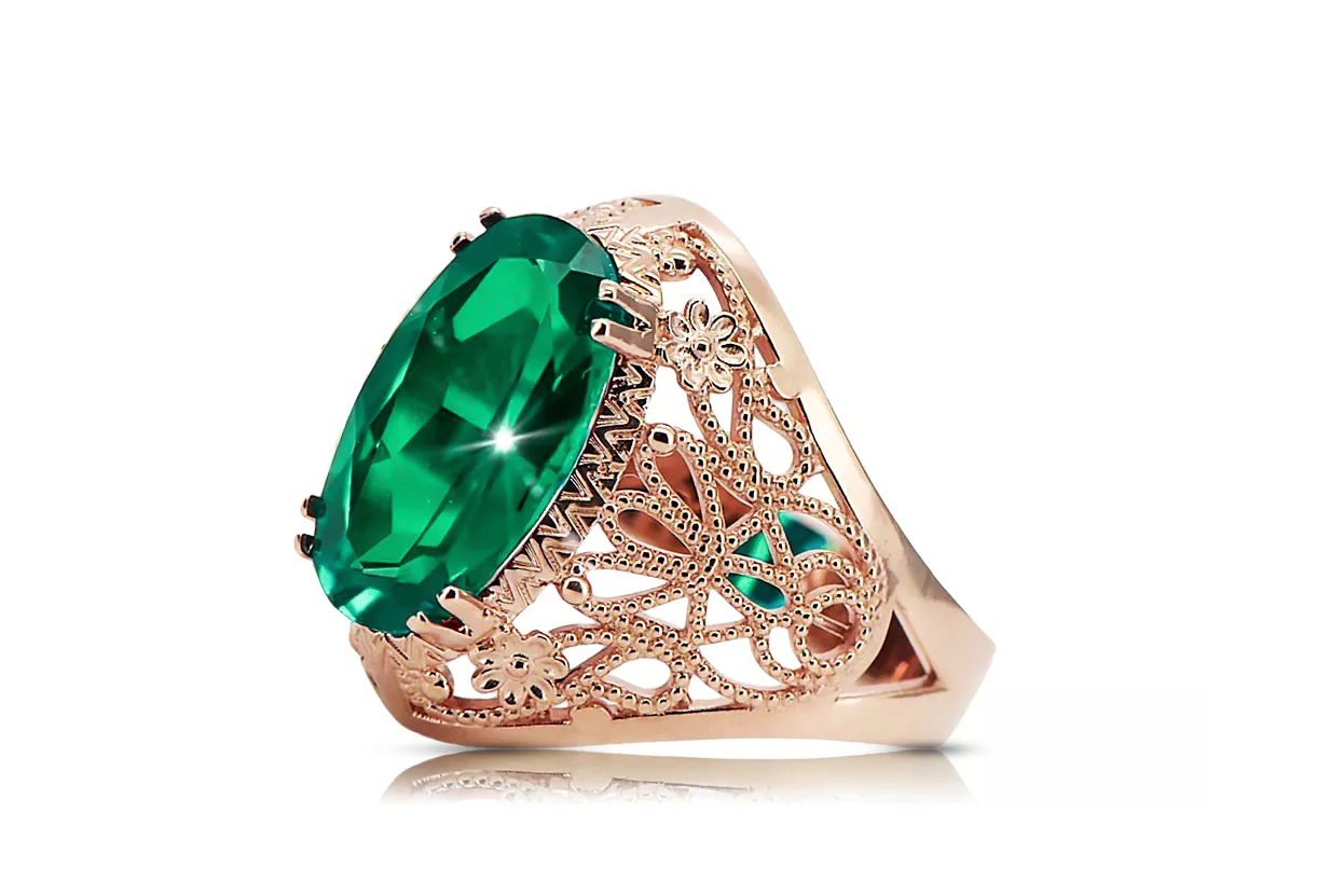 Ring Vintage Jewlery Emerald Original Vintage 14K Rose Gold vrc074r