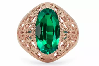 Оригинальное винтажное розовое золото 14 карат Изумруд Кольцо Винтаж стиль vrc074r