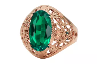 Esmeralda Oro rosa antiguo original de 14k Anillo Estilo vintage vrc074r