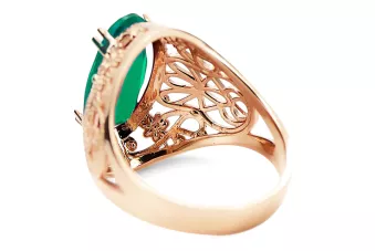 Оригинальное винтажное розовое золото 14 карат Изумруд Кольцо Винтаж стиль vrc074r