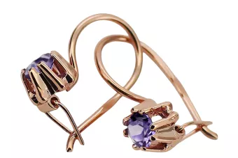 Обеци Александрит Оригинално ретро 14k розово злато Винтидж бижута vec053r