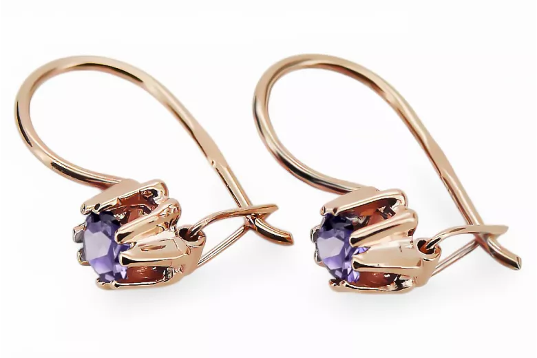 Original Vintage 14K Rose Gold Alexandrite Earrings Vintage craft vec053r