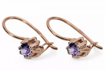 Обеци Александрит Оригинално ретро 14k розово злато Винтидж бижута vec053r