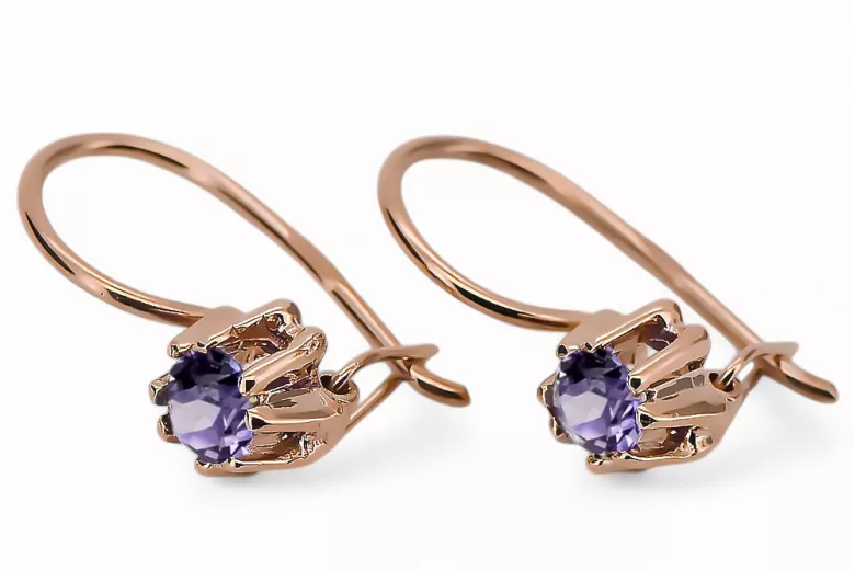 Cercei Alexandrit Original vintage din aur roz de 14k Vintage Craft  vec053r