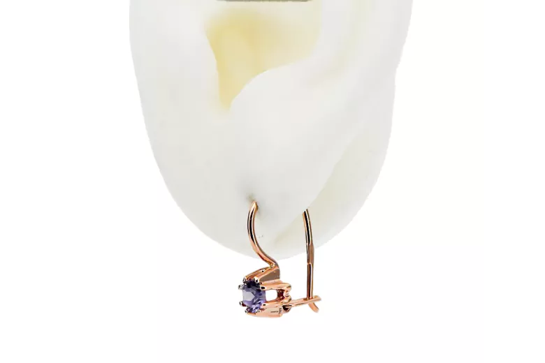Cercei Alexandrit Original vintage din aur roz de 14k Vintage Craft  vec053r