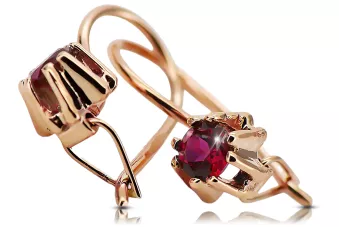 Vintage Jewlery Earrings Ruby Original Vintage 14K Rose Gold vec053r