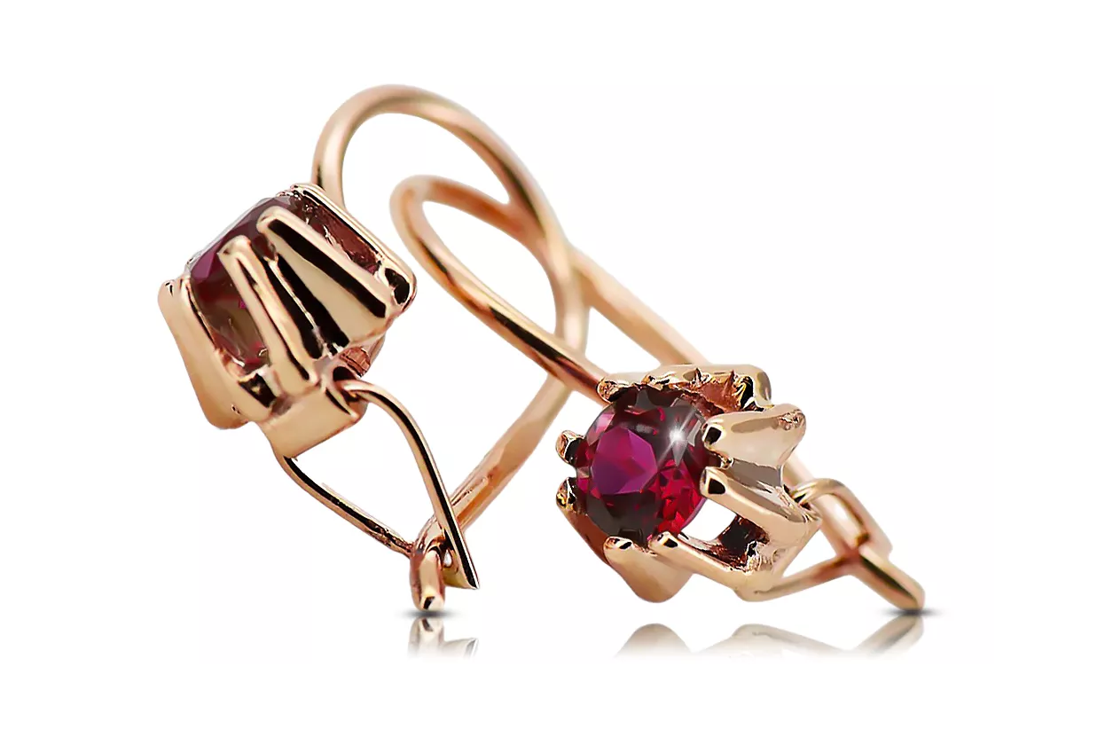 Rubinrot Originales Vintage-Roségold aus 14 Karat Ohrringe Vintage vec053r