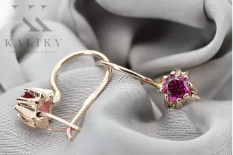 Vintage Jewlery Earrings Ruby Original Vintage 14K Rose Gold vec053r