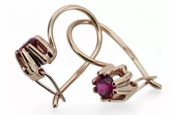 Vintage Jewlery Earrings Ruby Original Vintage 14K Rose Gold vec053r