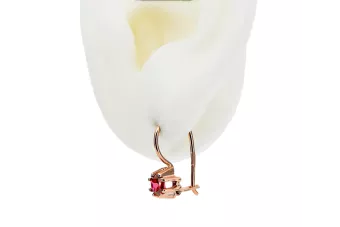 Rubí Oro rosa antiguo original de 14k Pendientes Vintage vec053r