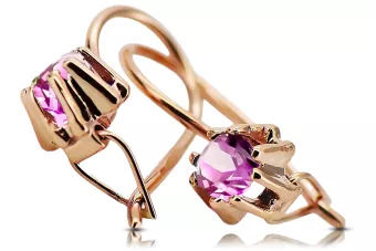 Обеци Аметист Оригинално ретро 14k розово злато Винтидж бижута vec053r