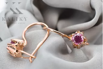 Auskarai Vintažinis stilius Ametistas Originalus 14k rožinio aukso vintage vec053r