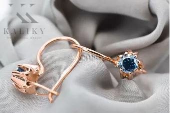 Vintage Biżuteria Kolczyki Akwamaryn Oryginalny wyrób Vintage 14k z różowego złota vec053r