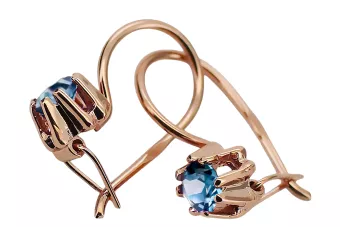 Oro rosa antiguo original de 14k Aguamarina Pendientes Artesanía vintage vec053r