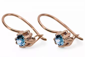 Aquamarin Originales Vintage-Roségold aus 14 Karat Ohrringe Vintage Stil vec053r