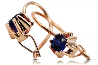 Обеци Винтидж крафт Сапфир Оригинално ретро 14k розово злато vec053r