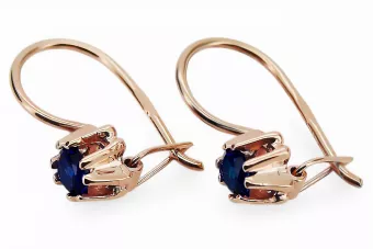 Серьги Сапфир Оригинальное винтажное розовое золото 14 карат Винтаж стиль vec053r