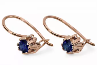 Обеци Винтидж крафт Сапфир Оригинално ретро 14k розово злато vec053r